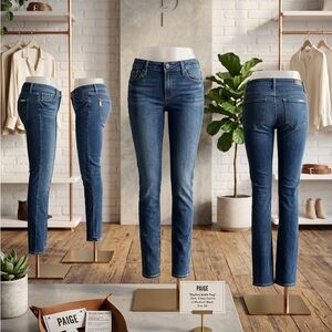 PAIGE Blue Ankle Crop Slim Jeans